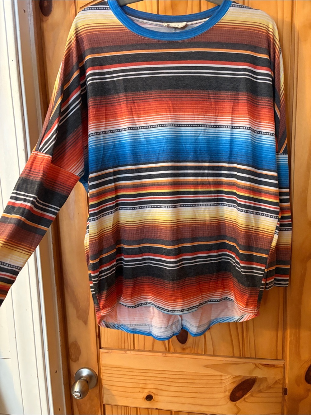 Avery Multicolor Striped Long Sleeve Tee - Blue, Red, Yellow, Black